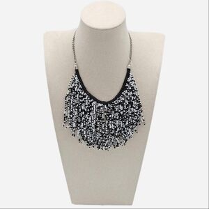 CHARMING CHARLIE Black and White Seed‎ Bead Necklace